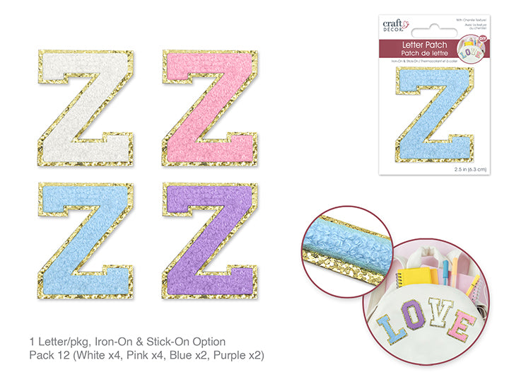 2.5" Iron-On Letter/Sticker Patch 3D Chenille Z