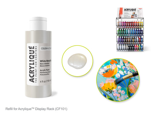 Acrylic Paint 186 WHITE METALLIC 4oz Acrylique