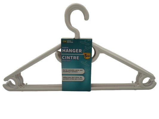 clothes hanger plastic - 5 piece white