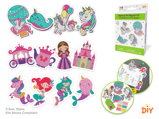 Fairytale: 8cm Diy Diamond Art Fridge Magnet Makes 4 Asst12eax3styl B) Fairytale