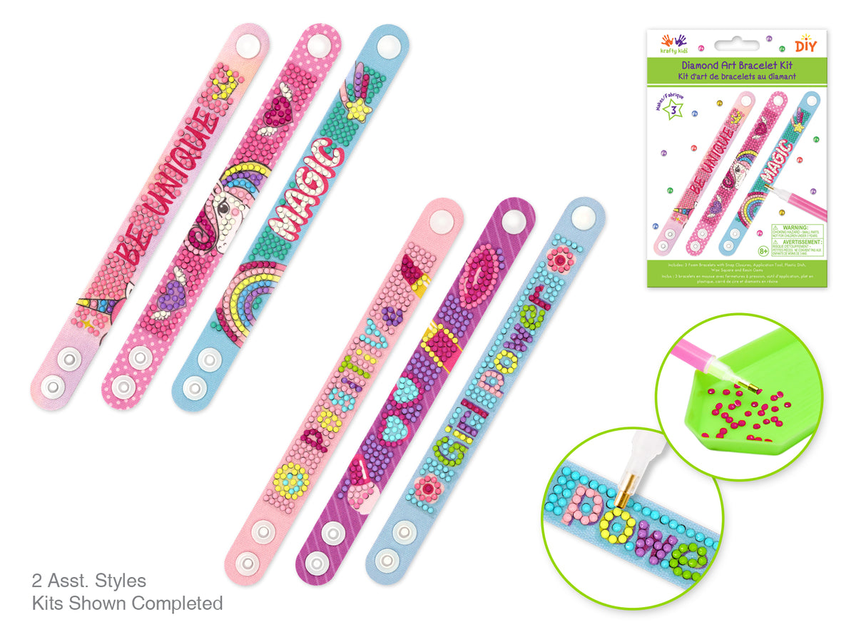 Girl Power Diamond Painting Diy Bracelet X3 W/snaps Asst 12eax2stl A) Girl Power