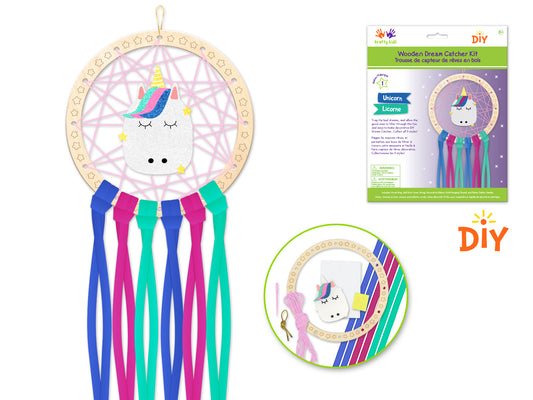 Wooden Dream Catcher Kit DIY W/Ribbon Tails C) Unicorn