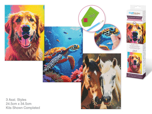 Diamond Art C) Majestic Creatures 11.8" x 15.7" 3 Asst Styles