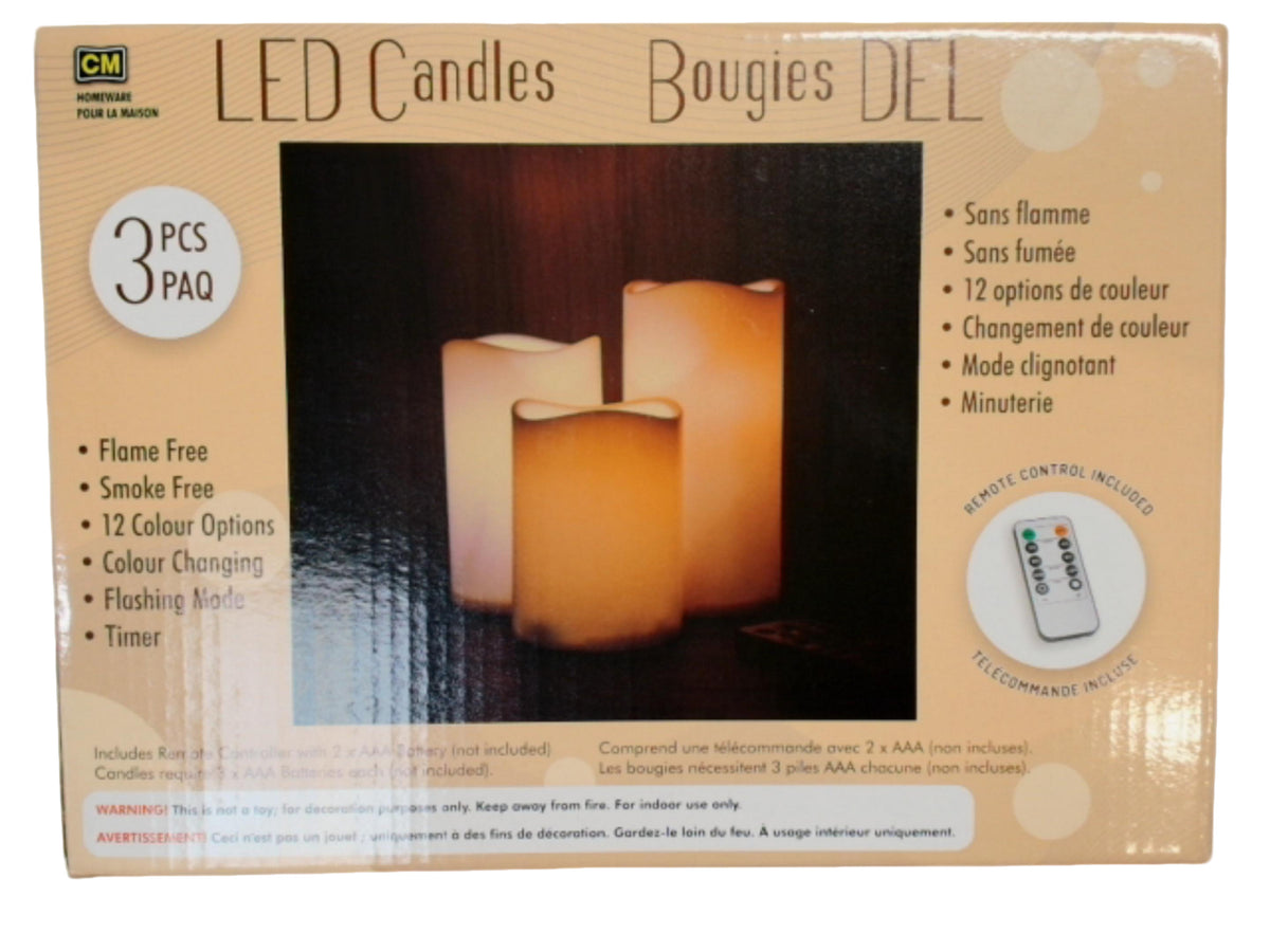 LED Candles 3 Pc Colour Changing