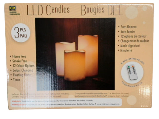 LED Candles 3 Pc Colour Changing