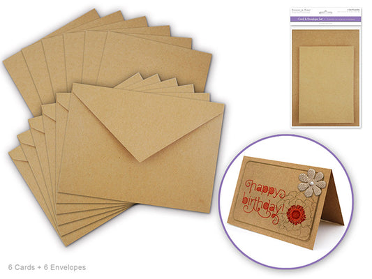 Cardmaking: 4.5"x6" Cards + Envelopes 6sets A6 Kraft Natural