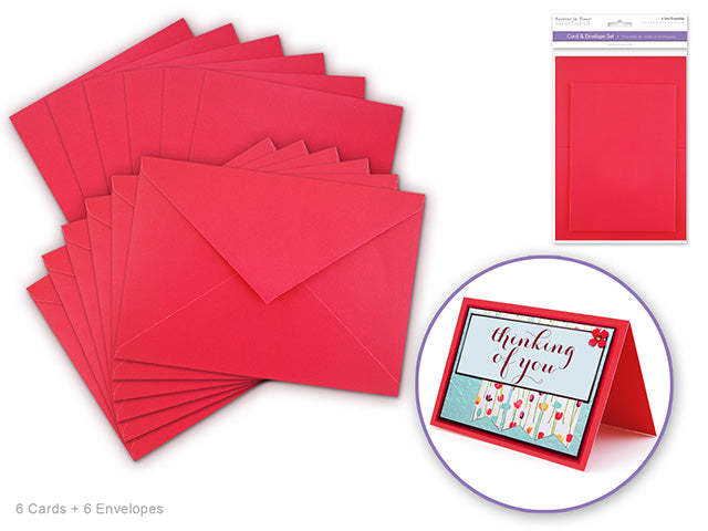 Cardmaking: 4.5"x6" Cards + Envelopes 6sets A6 Red