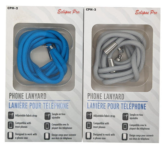 2.4ft Phone Lanyard - Adjustable strap - grey/blue