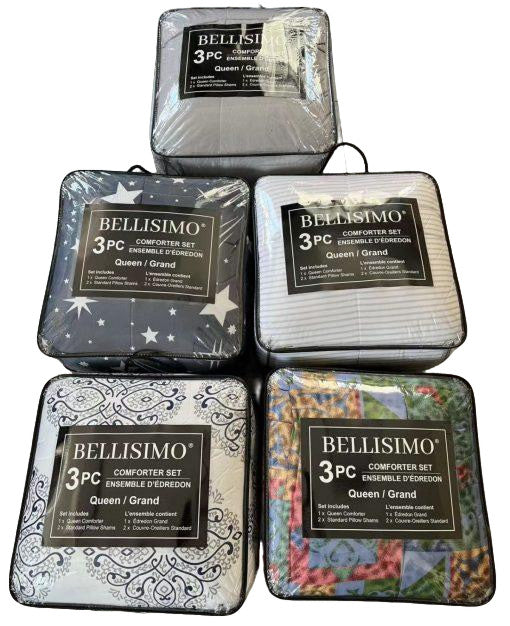 3pc Comforter Set Assorted Patterns – Queen