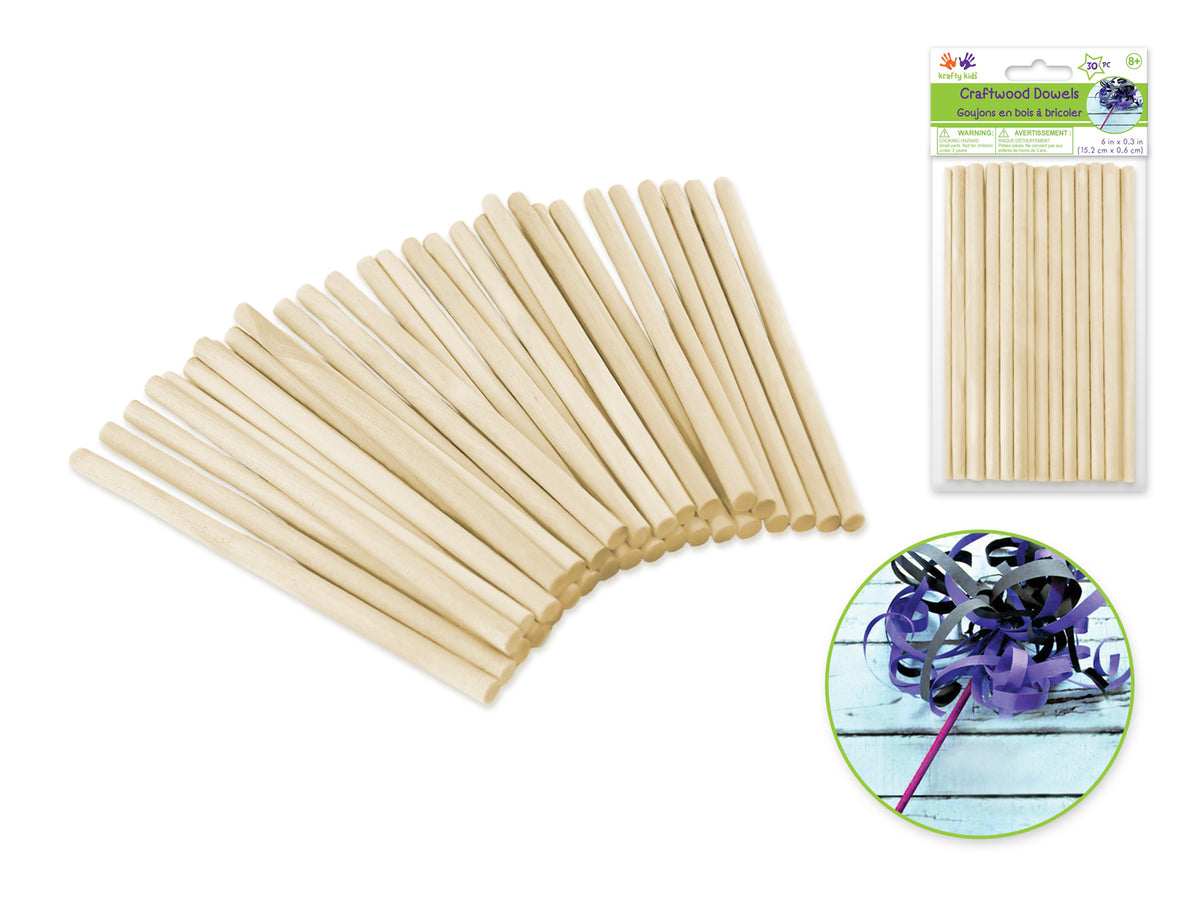 Craftwood: Natural Dowel 1/4" x 6"  30pk.
