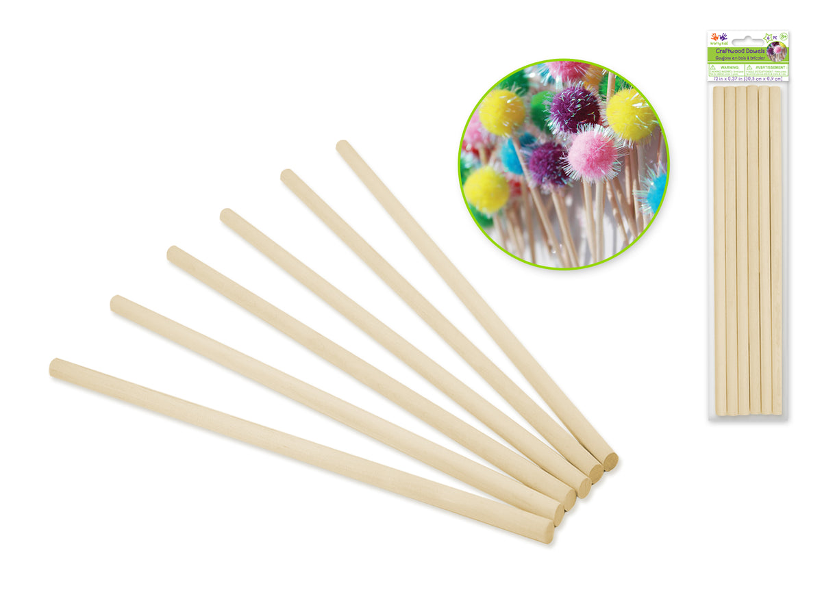 Craftwood: Natural Dowel 3/8" x 12" 6pk.
