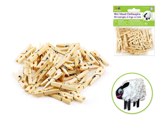 Craftwood: Mini Clothespins Natura 1 3/16"  40pk.