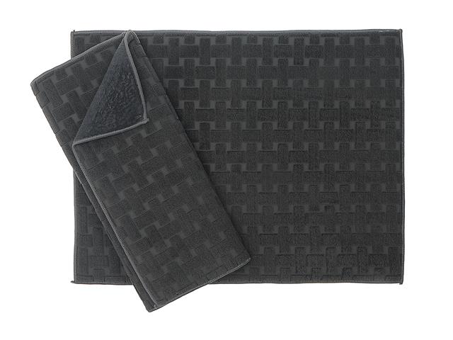 Dish Drying Mat 2Pk Basketweave Microfibre Grey 15" X 20