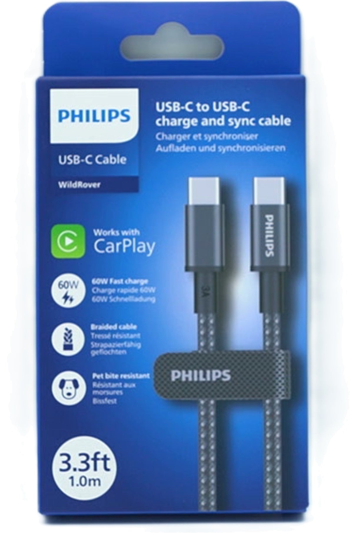 USB C - USB C 3.3Ft Braided Cable Philips