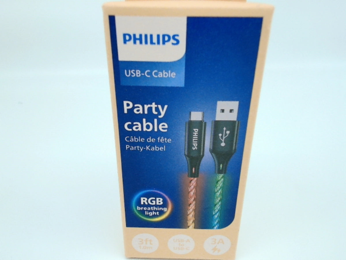 USB A - USB C 3Ft RGB Party Cable Philips