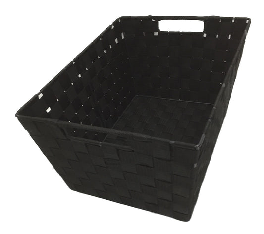 nylon storage basket 12" x 16" rectangular black