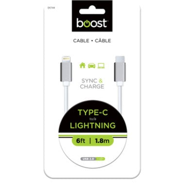 USB C - Lightning 6Ft White Cable Elink
