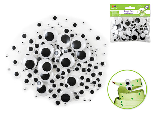 Paste-On Googly Eyes: 182pk Bulk 5mm-24mm Asst