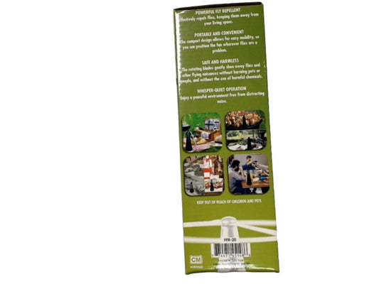 Fly repellant fan - chemical free - compact and portable - 2 AA batteries not included - Additional View