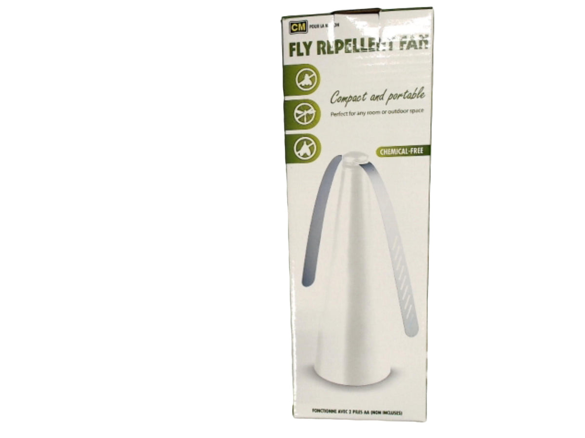 Fly repellant fan - chemical free - compact and portable - 2 AA batteries not included