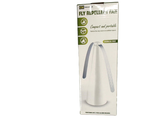 Fly repellant fan - chemical free - compact and portable - 2 AA batteries not included