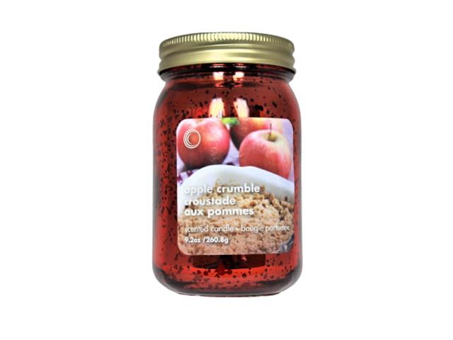 Mason Jar Candle 9.2oz Electroplated Apple Crumble 3 Dia X 5 H