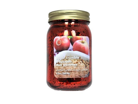 Mason Jar Candle 9.2oz Electroplated Apple Crumble 3 Dia X 5 H