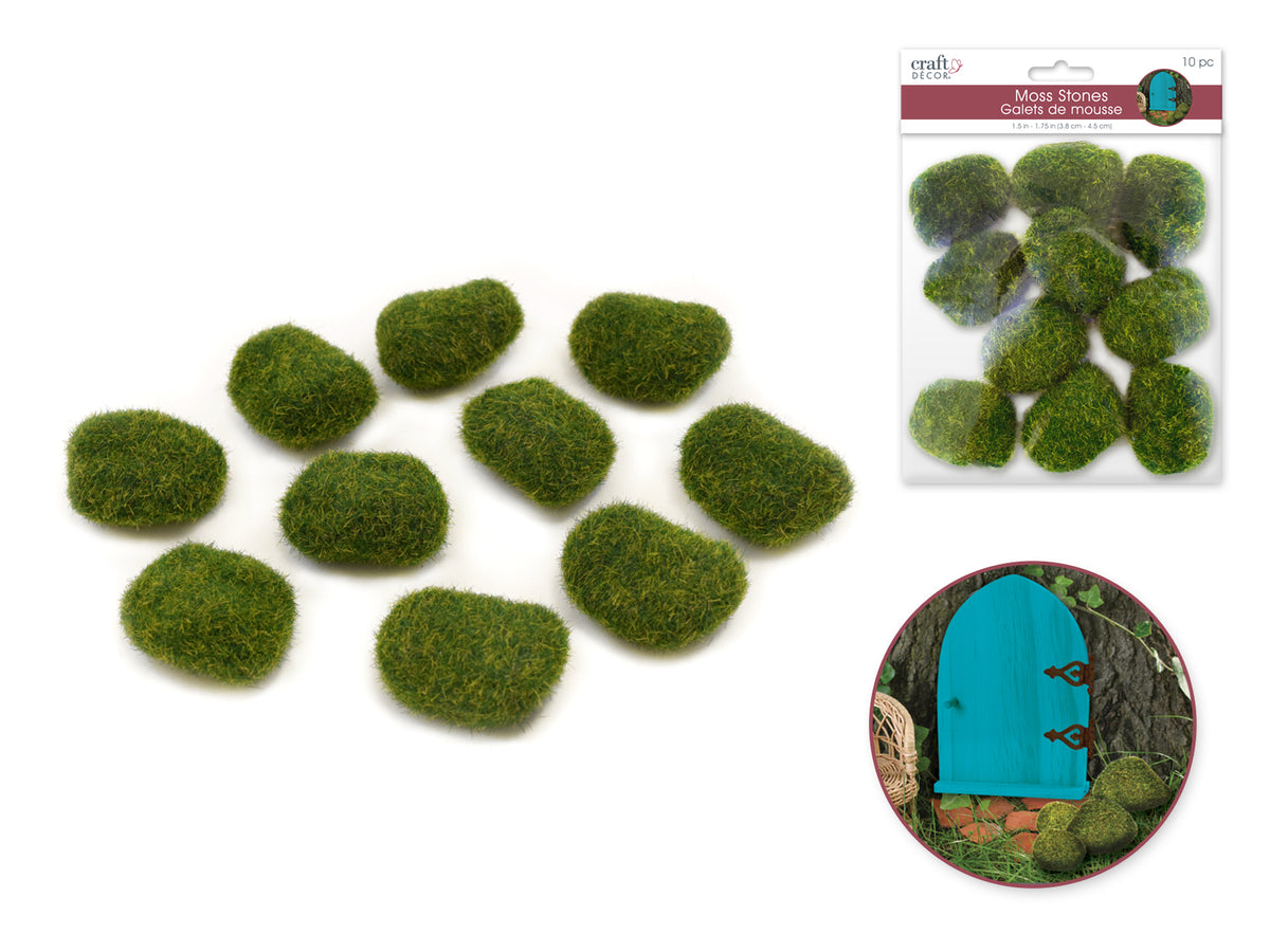 Floral Accessory 1.8"x1.3"x0.9" Mini Moss Stones x 10Asst.