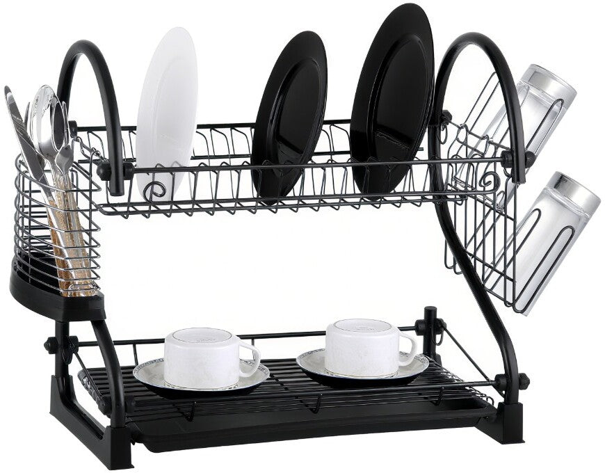 2 Tier Dish Rack Black ITY