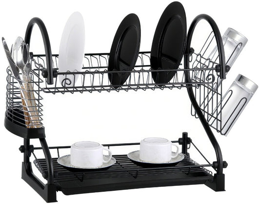 2 Tier Dish Rack Black ITY