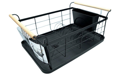 Black Dishrack w/ Wooden Handles