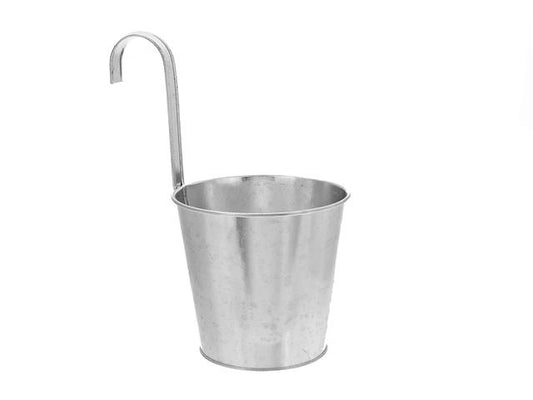 Metal Round Planter With Hook Large 5.7 Dia X 10