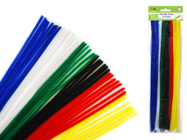 Cure-pipes 6mmx30cm paquet de 40 couleurs assorties
