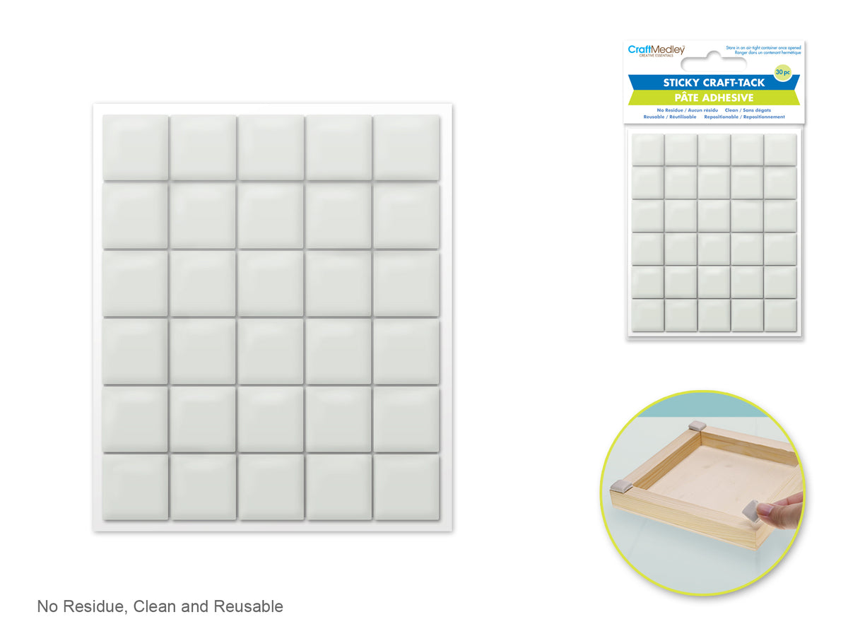 Sticky Craft-Tack Squares Adhesive 30pk 1.5cm*1.5cm (6 by 5)
