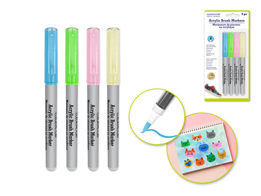 A) Pastels 2g Straight Liquid Acrylic Paint Brush Markers 4pk A) Pastels