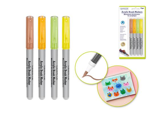 B) Neutrals 2g Straight Liquid Acrylic Paint Brush Markers 4pk B) Neutrals
