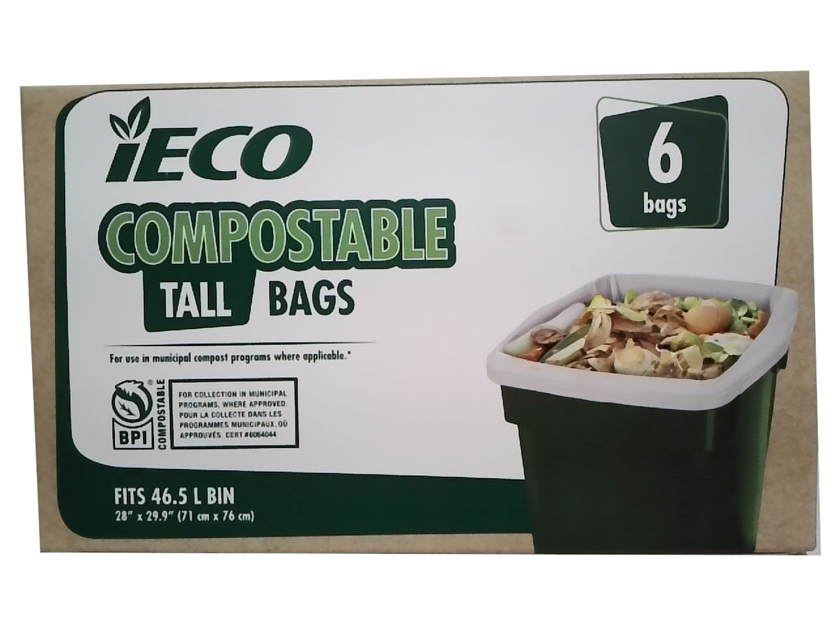 Sacs hauts compostables – pour bac vert de 46,5 L – paquet de 6