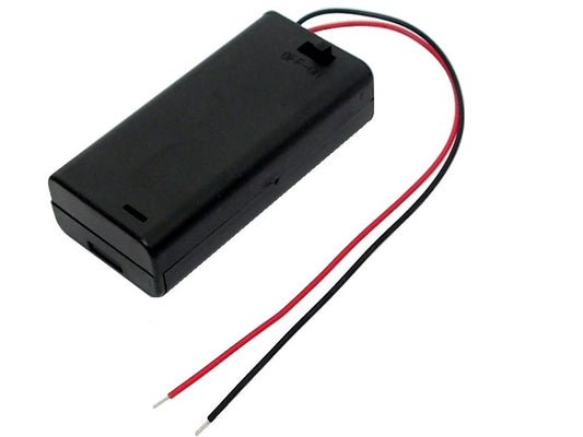 Battery holder for 2 AA's with cover switch and wire