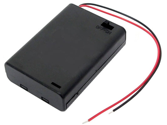 Battery holder for 3 AA's with cover switch and wire
