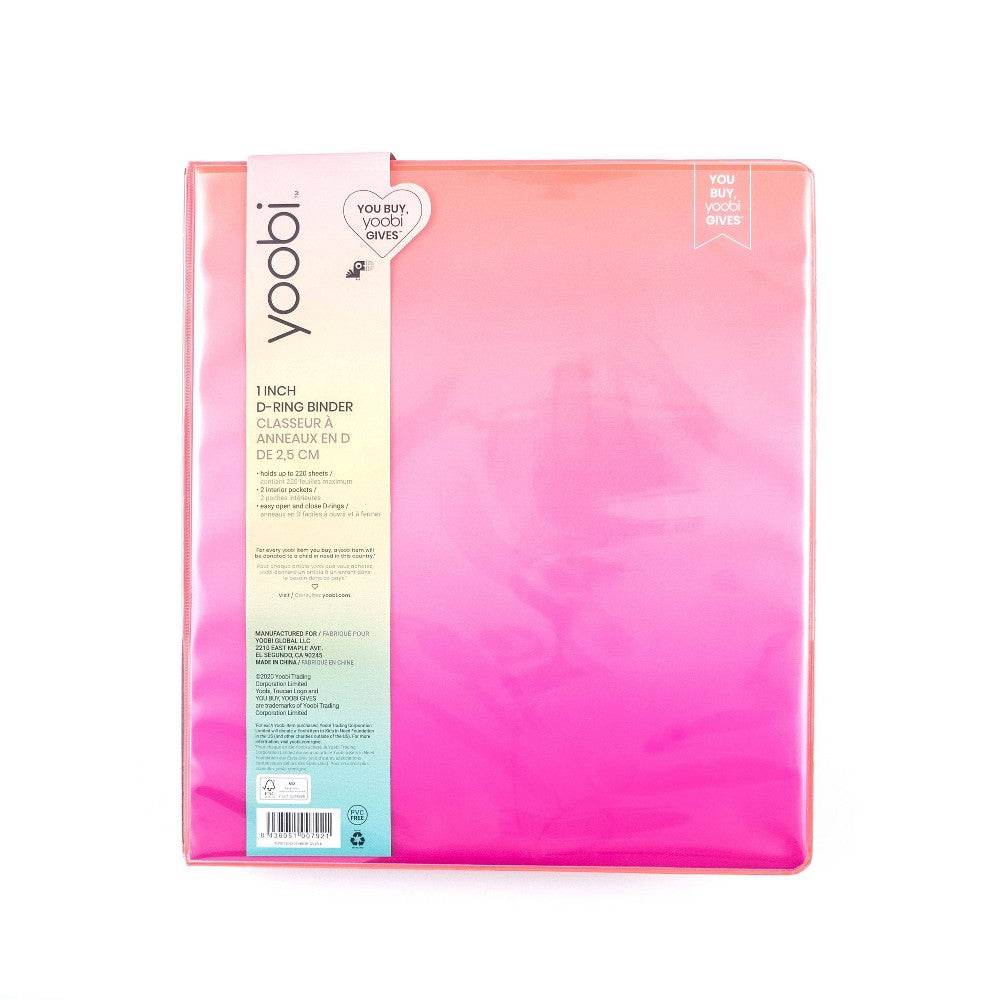 Binder 1" D-ring Pink Ombre Yoobi
