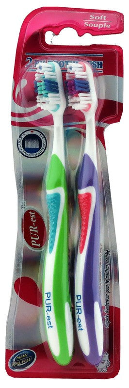 Brosse à dents lot de 2 souple adulte Purest