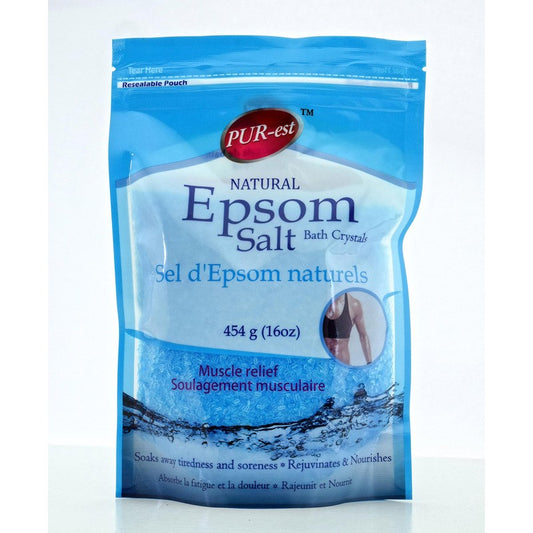 Cristaux de bain de sel d'Epsom pour le soulagement musculaire 454 g Le plus pur