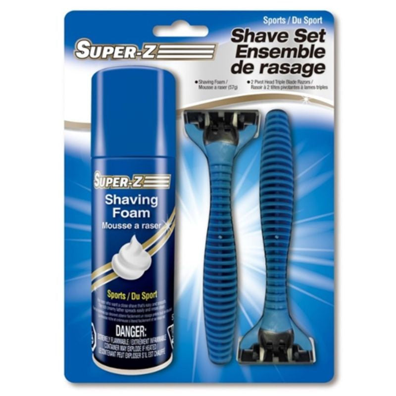Trousse de voyage pour rasage 2 rasoirs avec mousse à raser Sports Super-Z
