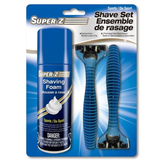 Trousse de voyage pour rasage 2 rasoirs avec mousse à raser Sports Super-Z