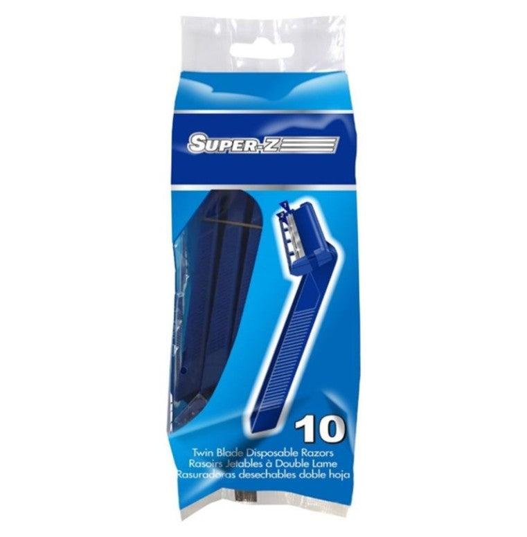 Disposable Razor Twin Blade 10pk Blue Super-Z