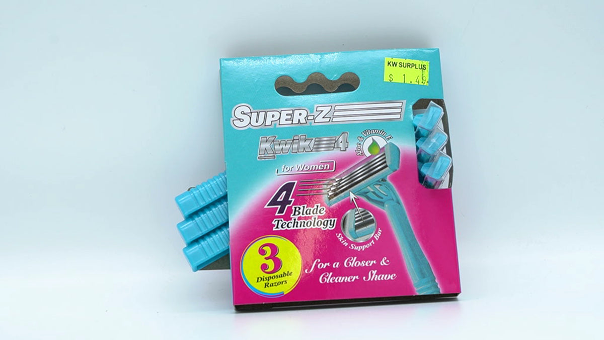 Disposable Razor 4 Blade 3pk Pink Super-Z