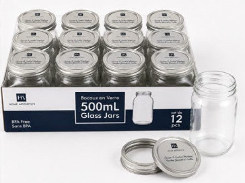 Glass Mason Jar 500ML Home Aesthetics (12 / $12.99)