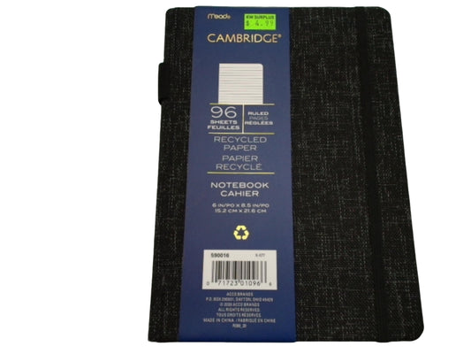 Notebook Mead Cambridge 96 Shts Ruled Pgs 6" X 8.5"