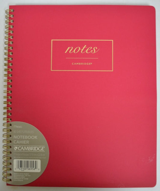 Notebook Cambridge 160pgs Coil 11"x9" Maroon Color