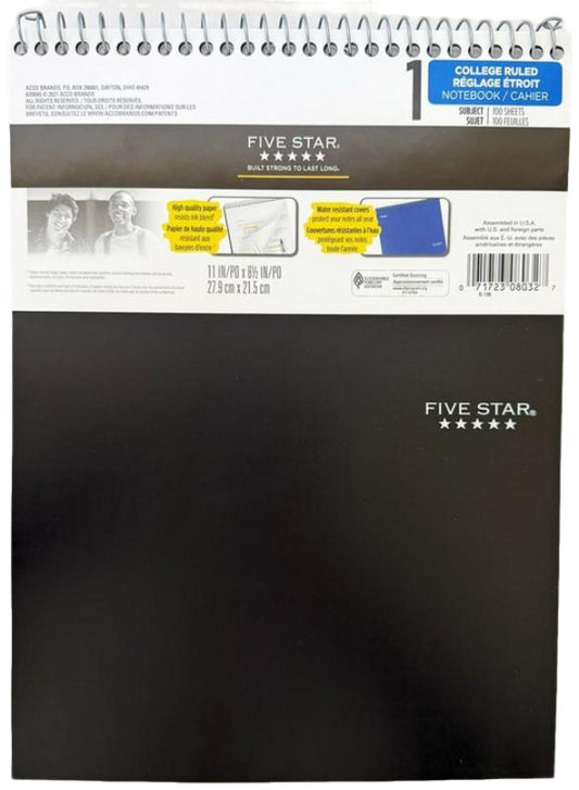 Bloc-notes ligné Five Star 1 Sujet 100 feuilles 21,59 x 27,94 cm